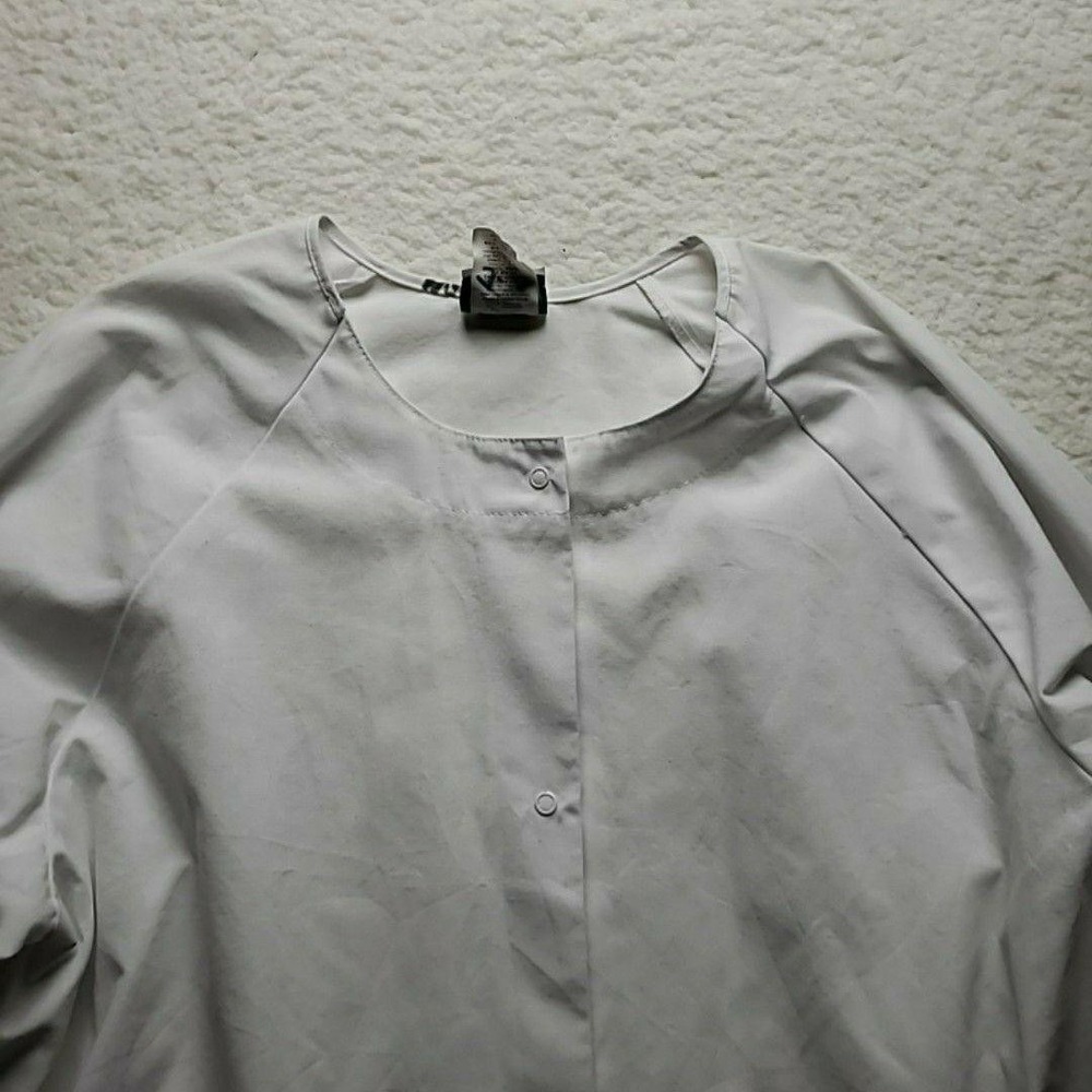 WS Gear Jacket Womens Large White Snap Front Twill Workwear Pockets Unlined